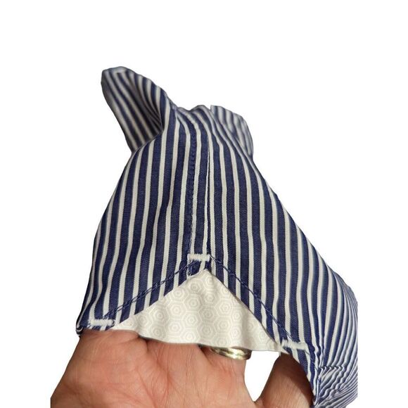 Orian Vintage Men's Blue & White Striped Long-Sleeve Button-Down Shirt Size L - Picture 3 of 8